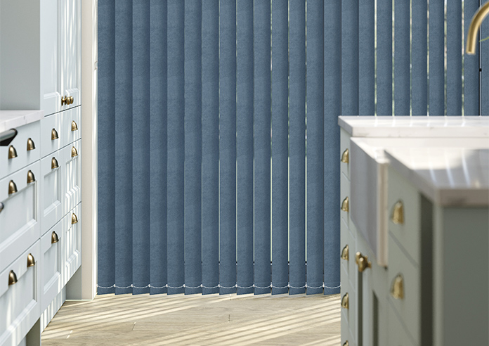 Flori Faux Suede (Blackout), Blue Jean - Vertical Blind - Image 5